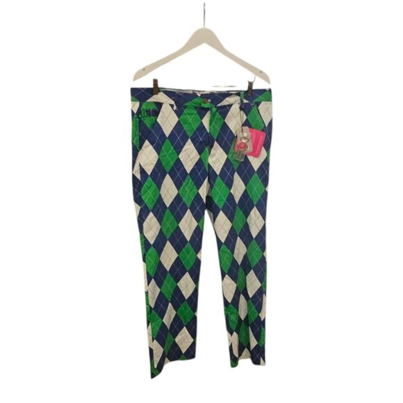 Royal & Awesome Blues On The Greens Argyle Golf Pants 36/30 Polyester Mens NWT - Picture 10 of 11